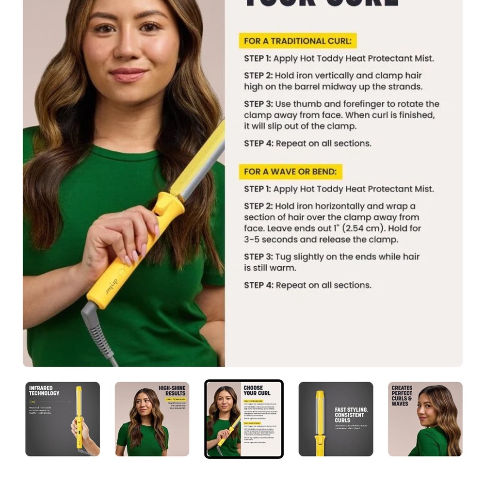 Drybar 1” Ceramic Pro Curling Iron with infrared hair protection and up to 450 - Picture 4 of 8